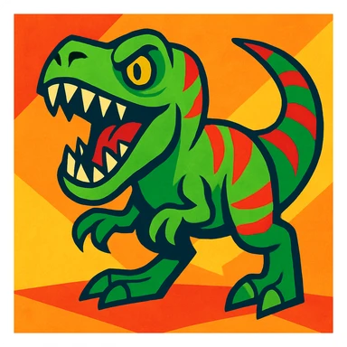 scary dinosaur, vibrant cartoon style sticker