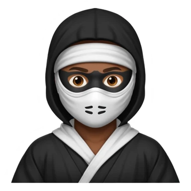 All white ninja robe with white mask and dark brown skin color sticker