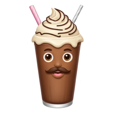 milkshake with a face andmustache sticker