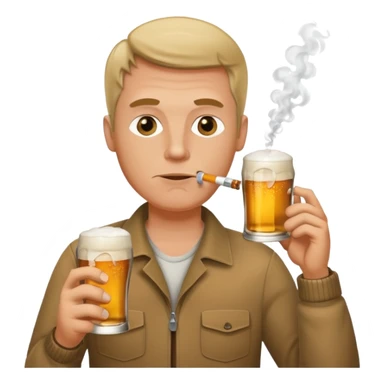 white Man drinking a beer smoking a cigarette sticker