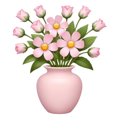 Vase with baby pink flowers in the vase sticker