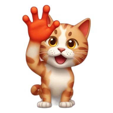 a red lava blob cat waving sticker