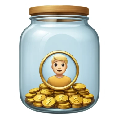 jar with a one coins sticker