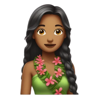 hula girl with long hair sticker