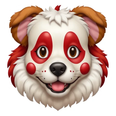 Dog clown with painted nose, half body sticker