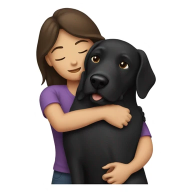 Brunette hugging big black dog sticker