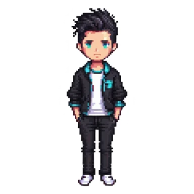 modern pixel art male character with contemporary clothing and hairstyle sticker
