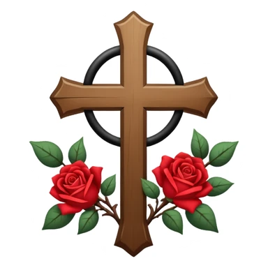 Ein christen kreuz schön verziert mit Rosen ranken aber nur in schwarz als Emoji keine Farbe verwenden einzige Farbe schwarz sticker