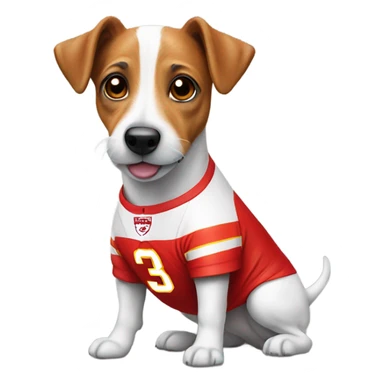 Jack Russell dog in Chiefs shirt sticker