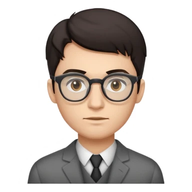 зомбы молодой мужчина с темными волосами в очках с серыми глазами в очеах з прической mob cut sticker