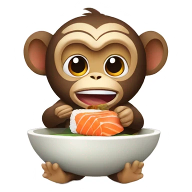 monkey eats sushi sticker