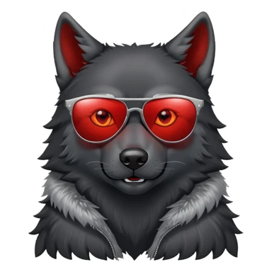 cool black wolf with red eyes wearing sunglasses sticker