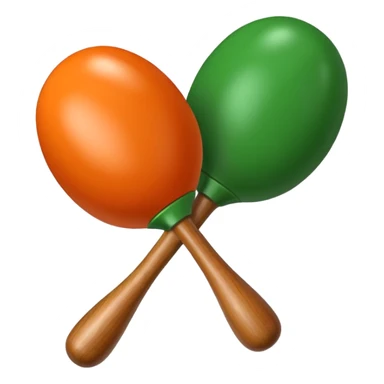 Green-and-orange maracas with glossy finish and thick handles.



 sticker