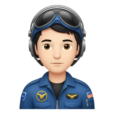 A male pilot with fair skin and short black hair sticker