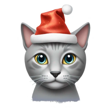 Gorgeous grey cat moji in a New Year's hat sticker