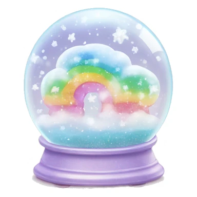 Kawaii rainbow pastel bedazzled cloud in an under the sea snow globe  sticker
