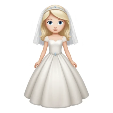 Chica blanca, ojos azules, vestida novia, cuerpo entero sticker