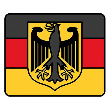 minimalist German flag with large Bundesadler in the center, clear lines, no text sticker