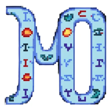 pixel art letters UYI in arcade style sticker