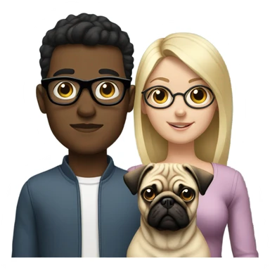 boy in glasses with blonde girlfriend and pug sticker