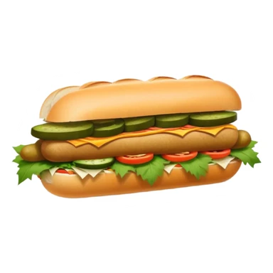 Cinematic Realistic B√°nh m√¨ Sandwich Dish Emoji, showcasing a crusty baguette filled with savory meats, pickles, and fresh herbs rendered with dynamic detail and appetizing lighting. sticker