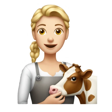 woman milking cow sticker