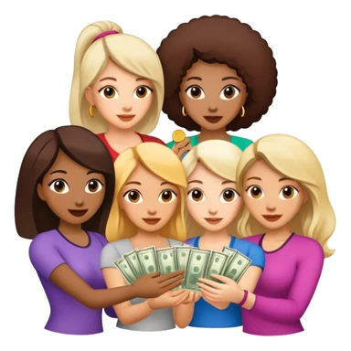 9 Women holding money  sticker