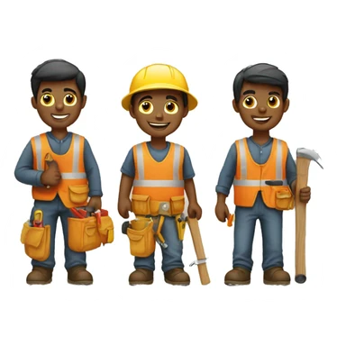 young group of carpenter working sticker