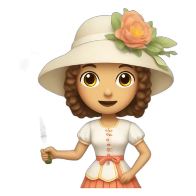 Kawaii historical spanish woman with tennis racket sticker