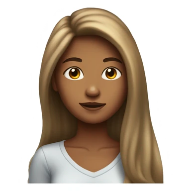 Teenage girl with tan skin, long chest-length hair, and fluffy hair sticker