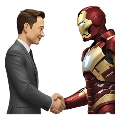 Iron man and Elon Musk handshaking  sticker