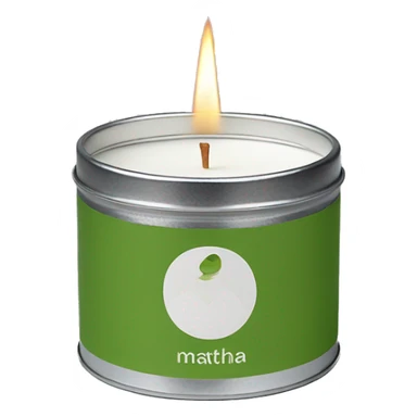 matcha scented candle in silver tin with minimalistic label hyperrealistic sticker