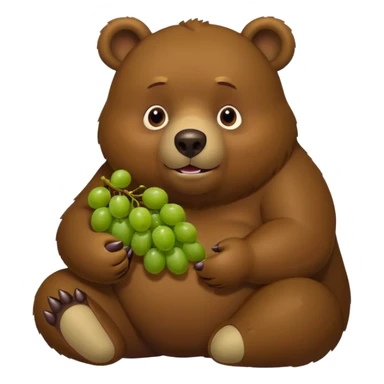 fat bear sitting with grapes eating grapes sticker