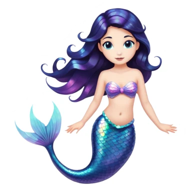 Mermaid with dark hair and holographic tail sticker