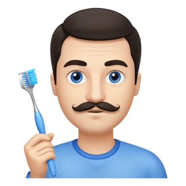 oval face with fair skin. His eyes were blue, and his eyebrows were dark and somewhat bushy. Above his upper lip he wore a small brush-like moustache, known as a "toothbrush moustache." His hair was dark and sticker