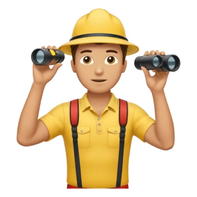 Male lifeguard – yellow shirt, binoculars in hand, scanning the sea, full body sticker