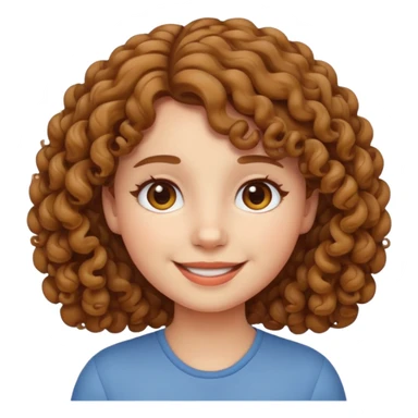 curly light brown haired girl emoji, cute and simple, apple style sticker