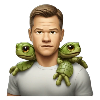 matt damon with a turtl sticker