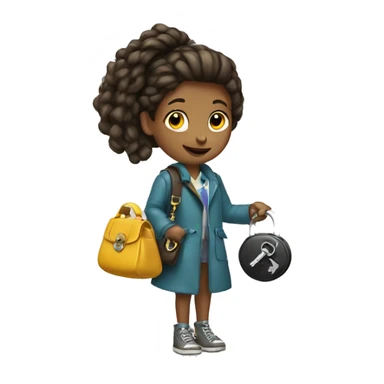 girl holding lock shaped purse with key sticker