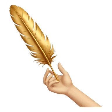 3D perspective hand holding with Premium golden ink feather sticker