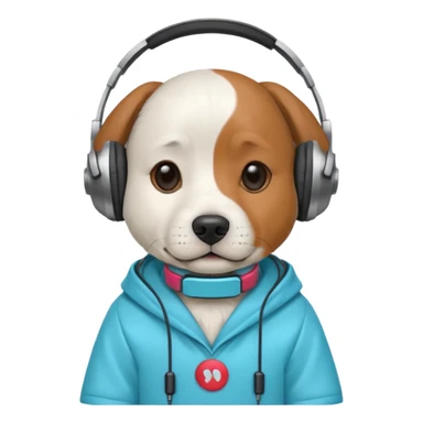 dog, korean handbook dress with headphone, cyan sticker