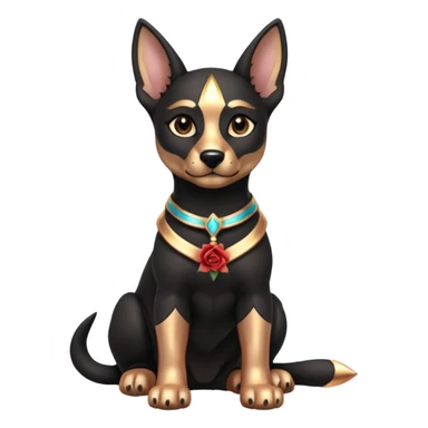  Short-eared Black lapis rose gold beautiful female lap anubis puppy floor statue posed  sticker