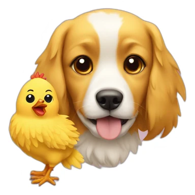 yellow chicken with a dog sticker