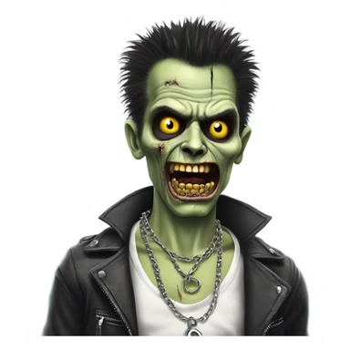 sid vicious zombie, wearing a padlock necklace, dancing sticker