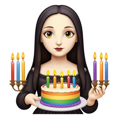 goth monalisa holding a rainbow birthday cake  sticker