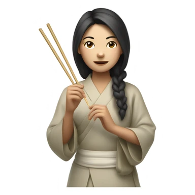 asian girl with chopsticks  sticker