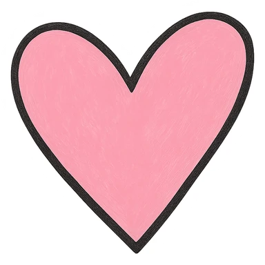 Make the icon pink while keeping the hand drawn black outline style. Use a clean white background. sticker
