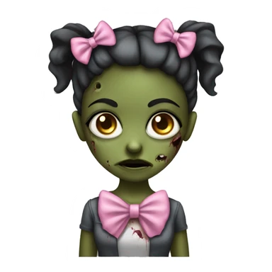 girl zombie wearing a pink bow sticker