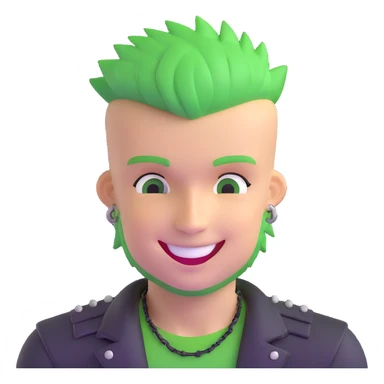 smiling punk guy with green irochese sticker