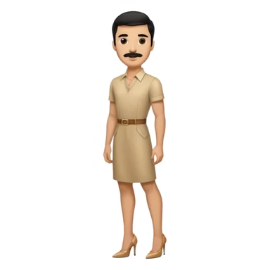 Man in high heels light brown dress with black hair and mustache  sticker